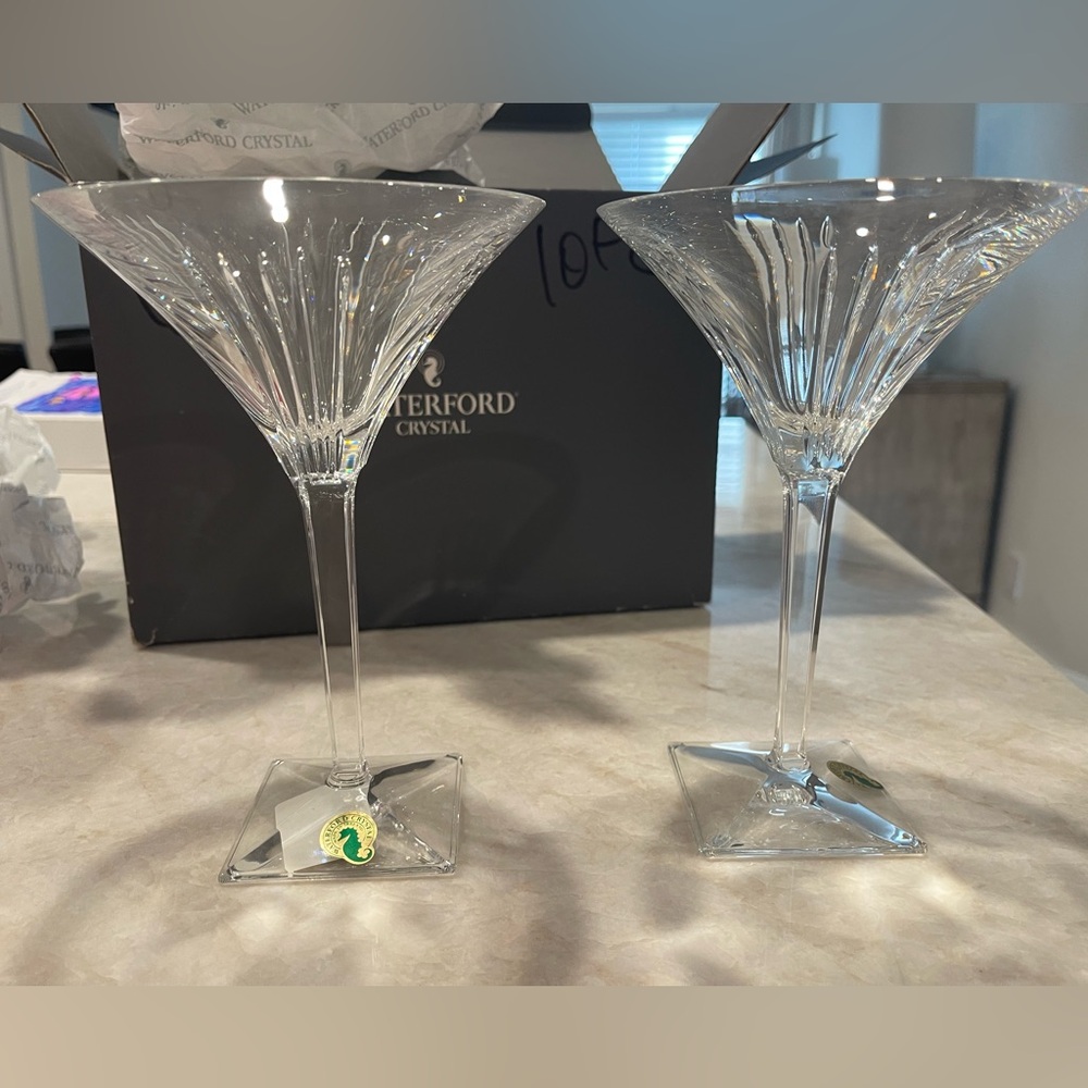 Waterford Crystal Martini Glass Pair - Elegant Clear Design